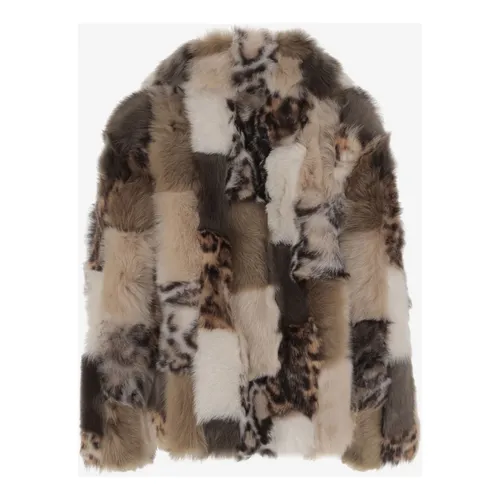 Color-Block Shearling Jacket - Blancha - Modalova
