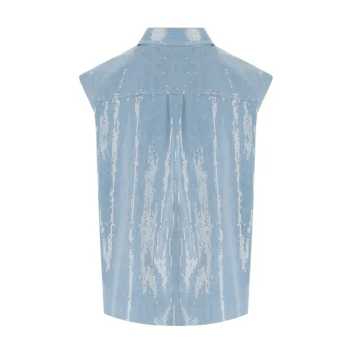Sequins Sleeveless Denim Shirt - Federica Tosi - Modalova