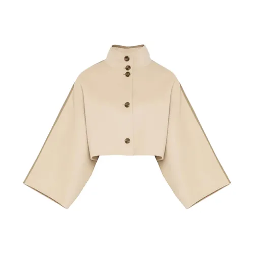Double-sided cashmere-blend cropped cape jacket - Yves Salomon - Modalova