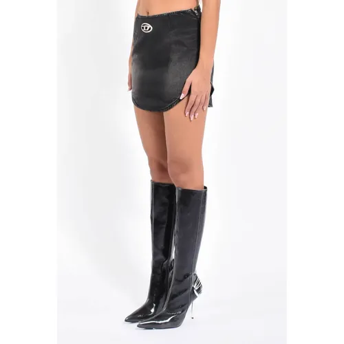 Denim mini skirt with rounded bottom - Diesel - Modalova