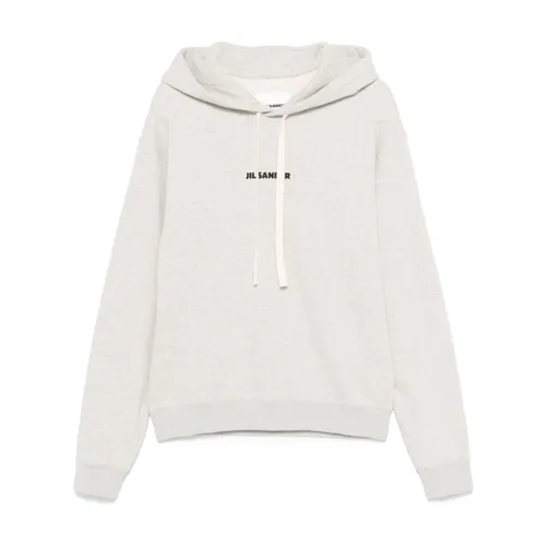 Grey Logo Sweatshirt with Drawstring Hood - Jil Sander - Modalova