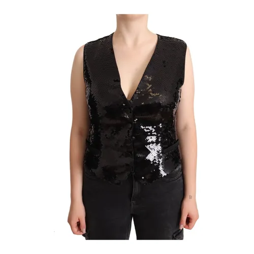 Sequin V-Neck Tank Top - Dolce & Gabbana - Modalova