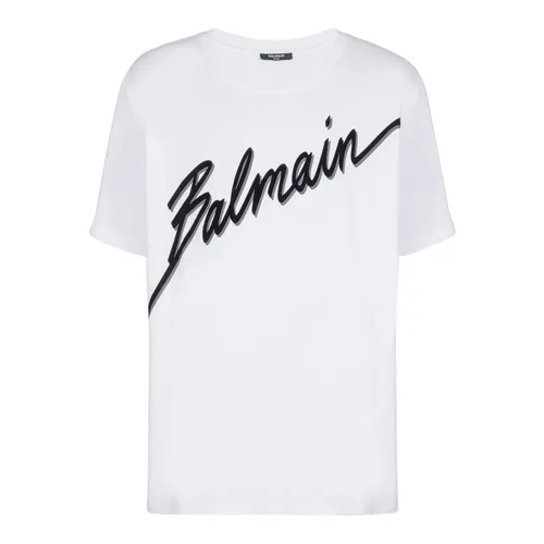 T-shirt with flocked Letter logo - Balmain - Modalova