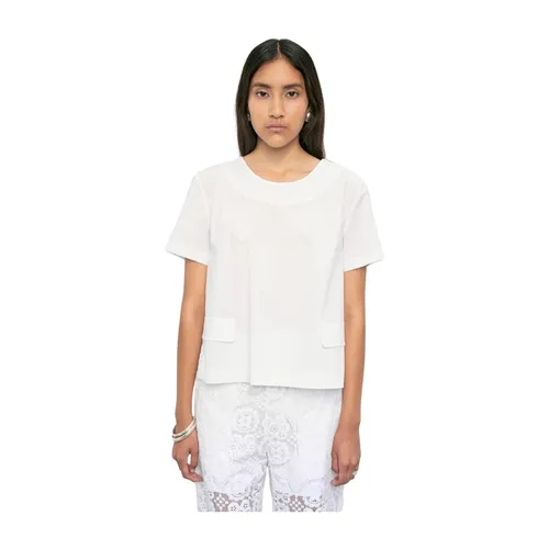 Lace Back Crewneck Shirt - MeiMeiJ - Modalova