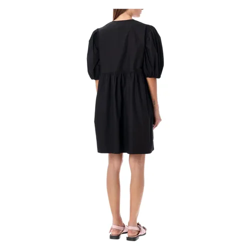 Tie String Poplin Mini Dress - Ganni - Modalova