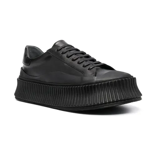 Black Leather Elegant Trainers - Jil Sander - Modalova