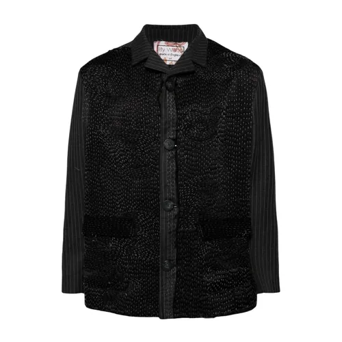 Embroidered Pinstripe Shirt Jacket - By Walid - Modalova