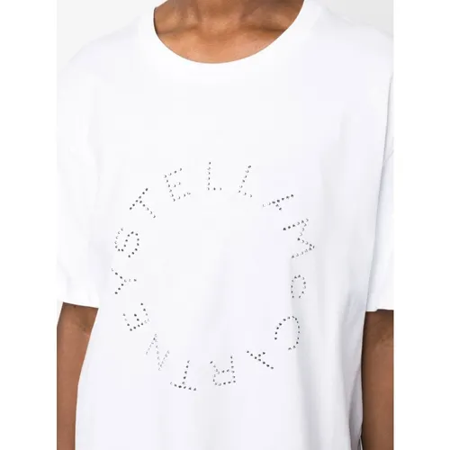 Solid White Cotton T-Shirt with Logo - Stella McCartney - Modalova