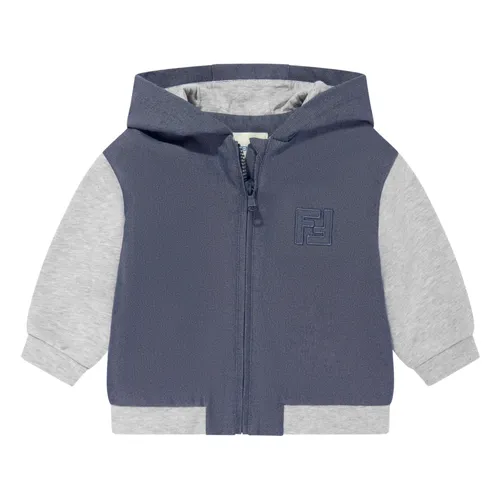 Blue Denim Jersey Zip Up Top - Fendi - Modalova