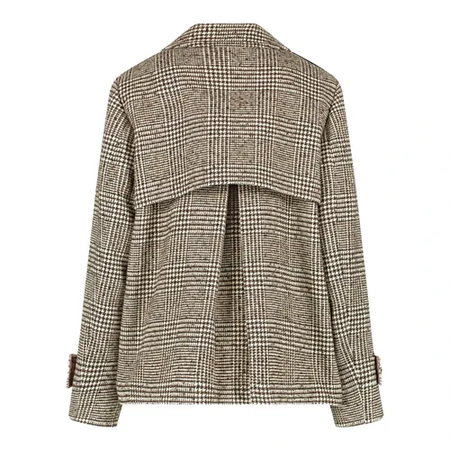 Glencheck Caban Jacket with Decorative Buttons - Taifun - Modalova