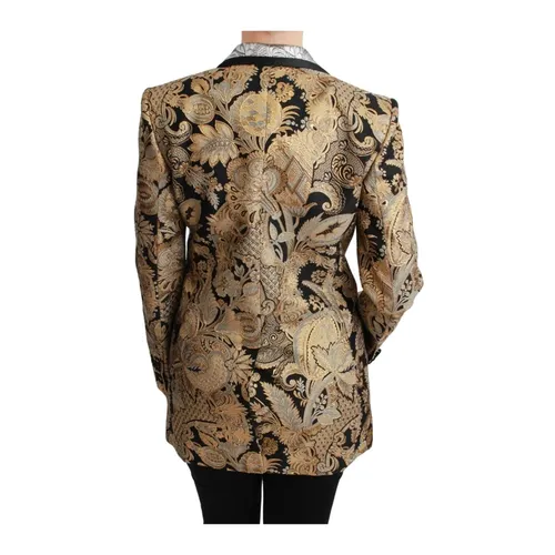 Floral Jacquard Blazer with Silver Lapel - Dolce & Gabbana - Modalova