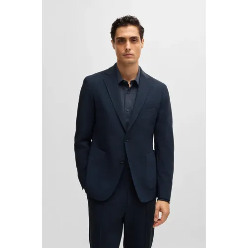 Blue Deconstructed Jacket with Classic Revers - Hugo - Modalova