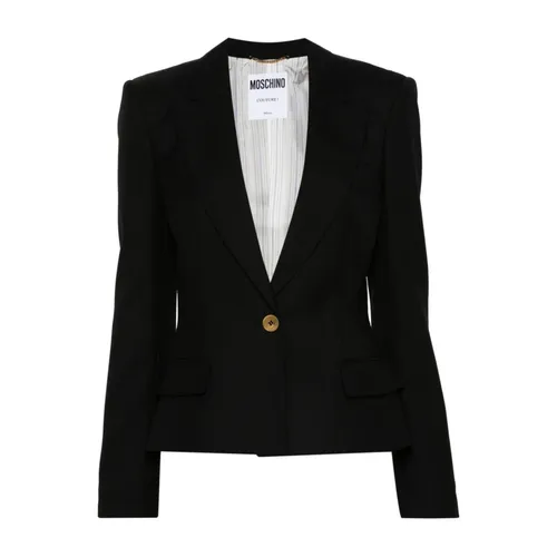 Wool Gabardine Blazer - Moschino - Modalova