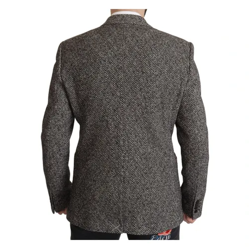 Exquisite Grey Herringbone Blazer Jacket - Dolce & Gabbana - Modalova