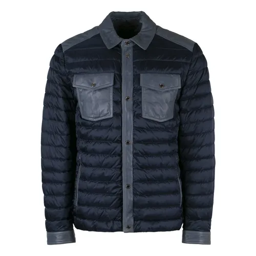 Short Down Jacket with Leather Inserts - Moorer - Modalova