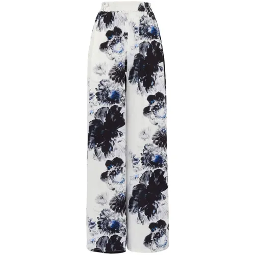 Floral Print High-Waisted Trousers - Alexander McQueen - Modalova