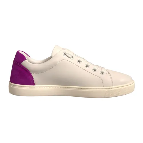 White Suede Leather Low Top Sneakers - Dolce & Gabbana - Modalova