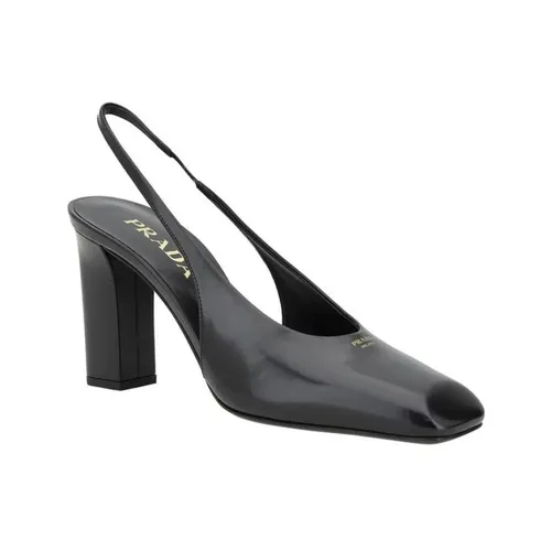 Square Toe Leather Heels - Prada - Modalova