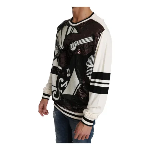 Sequined Silk Jazz Guitar Sweater - Dolce & Gabbana - Modalova