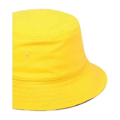 Yellow Bucket Hat with Check Lining - Burberry - Modalova