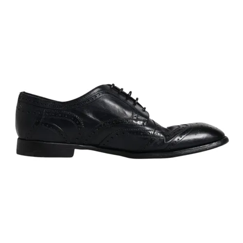 Black Leather Wingtip Formal Shoes - Dolce & Gabbana - Modalova