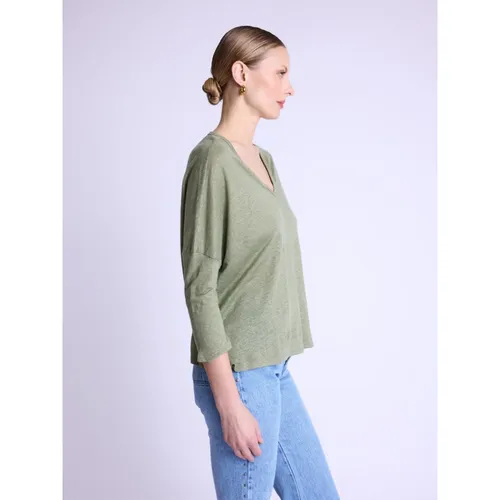 Linen V-Neck T-shirt - Berenice - Modalova