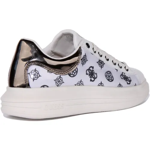 White Silver Low Top Trainers - Guess - Modalova