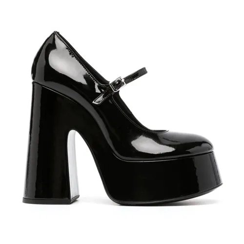 Black Patent Leather Sandals with High Block Heel - Vic Matié - Modalova
