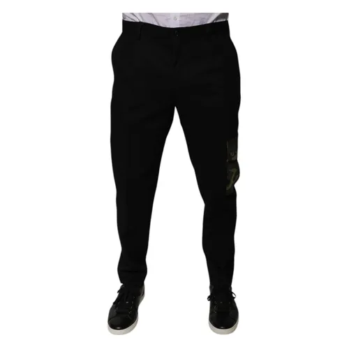 Black Cargo Pants with Print - Dolce & Gabbana - Modalova