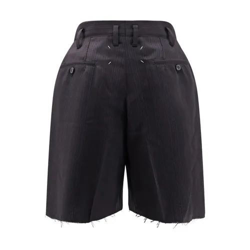 Black Wool Shorts Hook Closure - Maison Margiela - Modalova