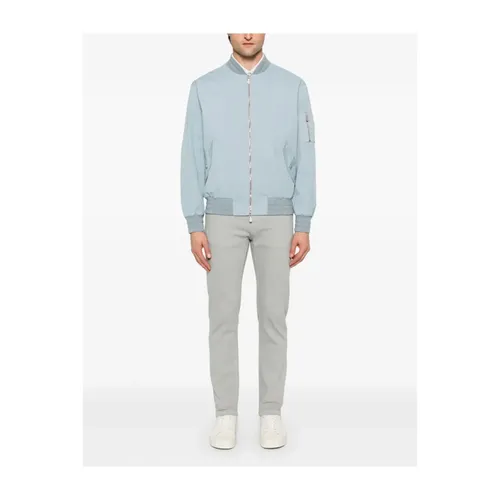 Sky Blue Twill Bomber Jacket - Eleventy - Modalova