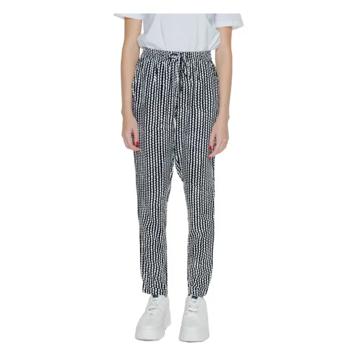 Geometric Pattern Black Trousers with Laces - Only - Modalova