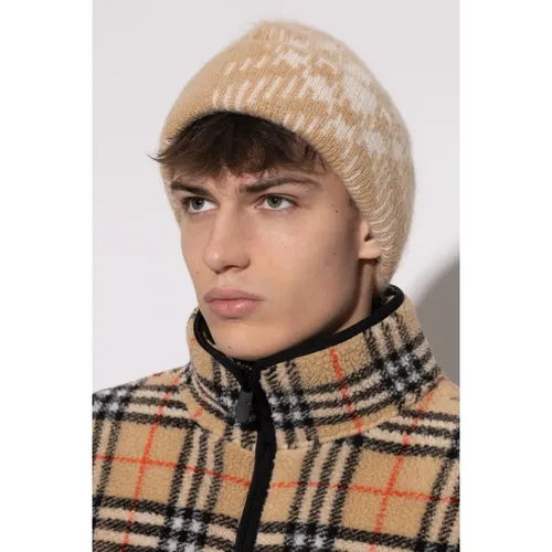 Check Mohair Wool Blend Beanie - Burberry - Modalova