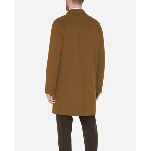 Camel Wool Blend Coat - Paolo Pecora - Modalova
