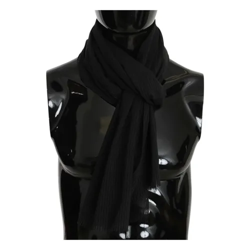 Men`s Grey Wool Scarf with White Lining - Dolce & Gabbana - Modalova