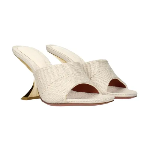 Beige Fabric Slippers Sandals - Amina Muaddi - Modalova