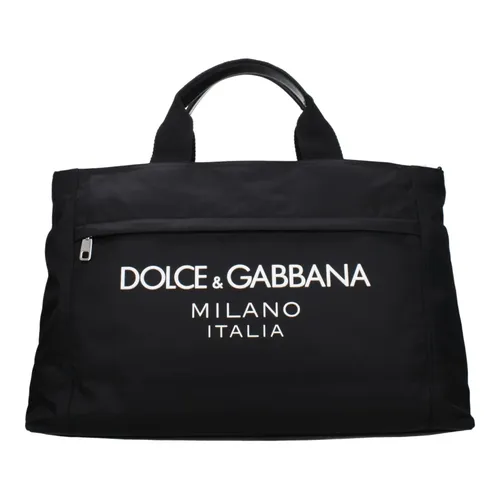 Nylon Holdall with Rubberized Logo - Dolce & Gabbana - Modalova