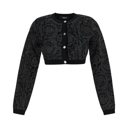 Viscose Cropped Cardigan - Versace - Modalova