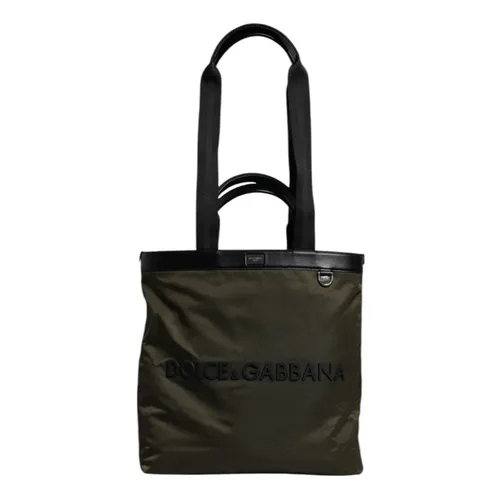 Military Green Nylon Shoulder Strap Tote - Dolce & Gabbana - Modalova