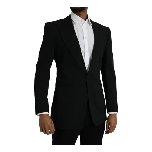 Black Wool Peak Coat Blazer - Dolce & Gabbana - Modalova