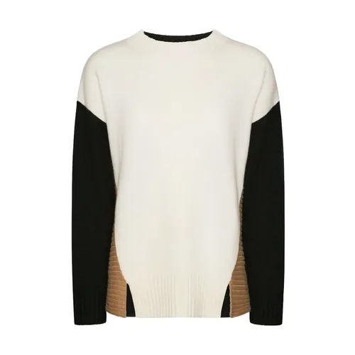 Color Block Wool Sweater Ribbed Hem - Elena Mirò - Modalova