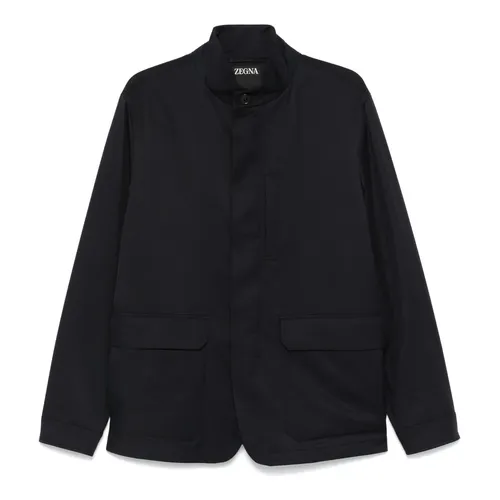 Polyester Field Jacket with Button Closure - Zegna - Modalova