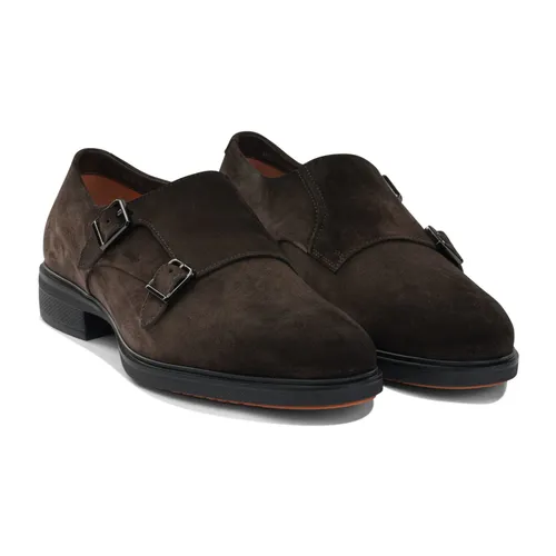 Brown Suede Loafer Shoes - Santoni - Modalova