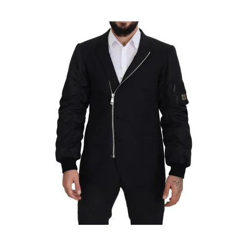 Black Wool Logo Jacket - Dolce & Gabbana - Modalova