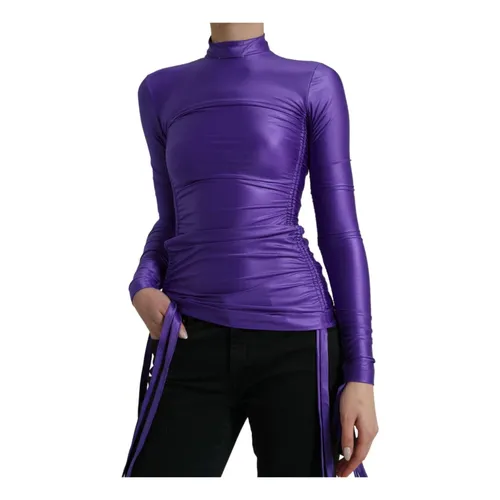Stretch Long Sleeve Top with Back Zipper Closure - Dolce & Gabbana - Modalova