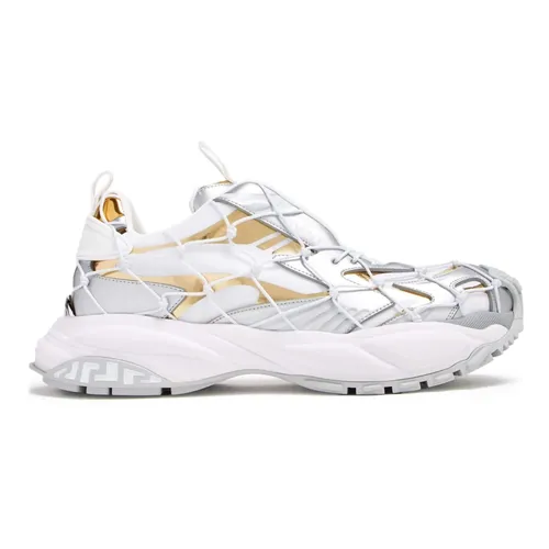 White Silver Gold Sneaker - Versace - Modalova