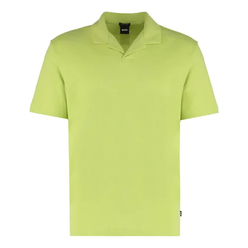 Linen Cotton Polo Shirt with Slits - Hugo - Modalova