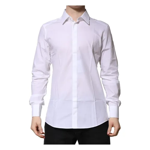 White Cotton Gold Formal Shirt - Dolce & Gabbana - Modalova