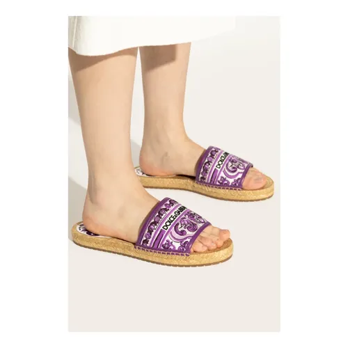 Slides with Majolica pattern - Dolce & Gabbana - Modalova