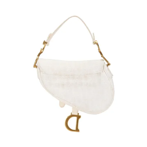 Pre-owned Elegant Textile Saddle Bag with Top Handle for Stylish Everyday Use - Dior Vintage - Modalova